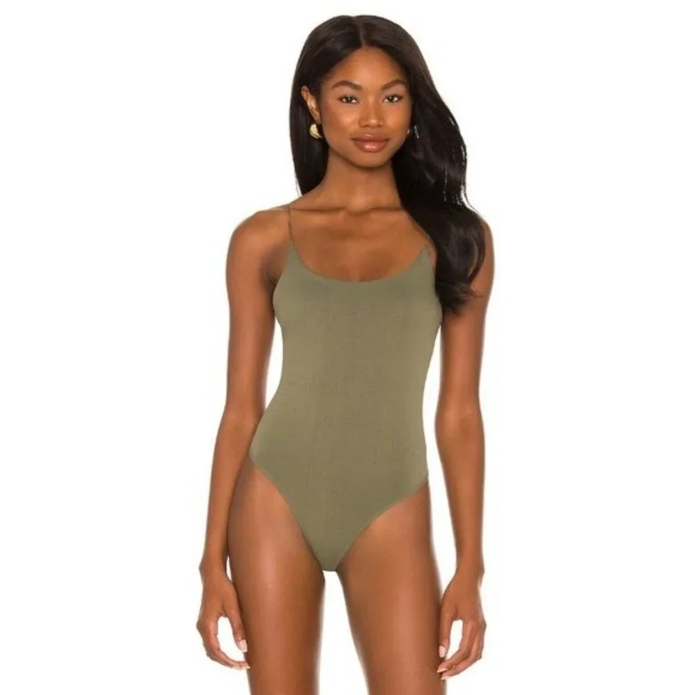 FREE PEOPLE Offline Seamless Bodysuit in Dusty Olive - Picture 3 of 6
